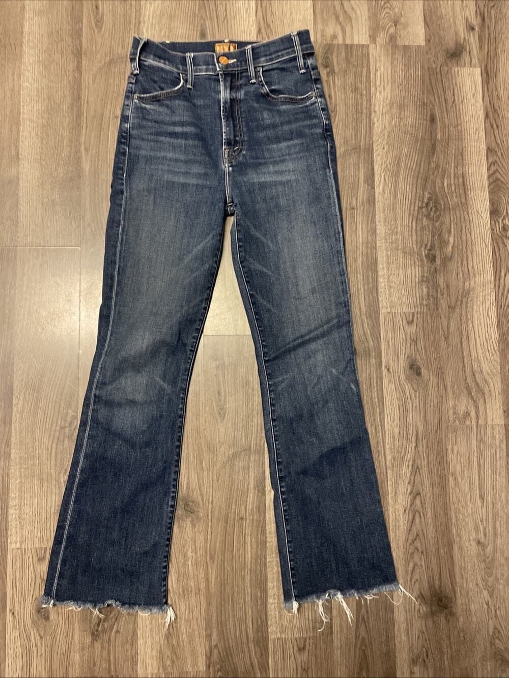 MOTHER The Hustler Ankle Fray Jeans Size 25 Blue Denim High Rise Crop Bootcut